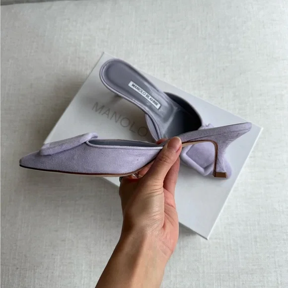 Manolo Blahnik Lavender Mules - Picture 2 of 4